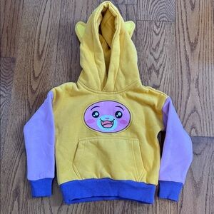 Yellow and Purple Hoodie with Cute Face Design